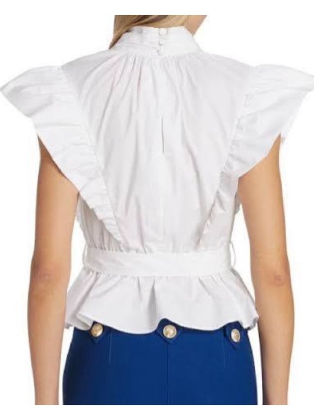 Derek Lam 10 Crosby Brynn Ruffle Wrap White Top Size 6 Like New Elevated Basic - Picture 4 of 16